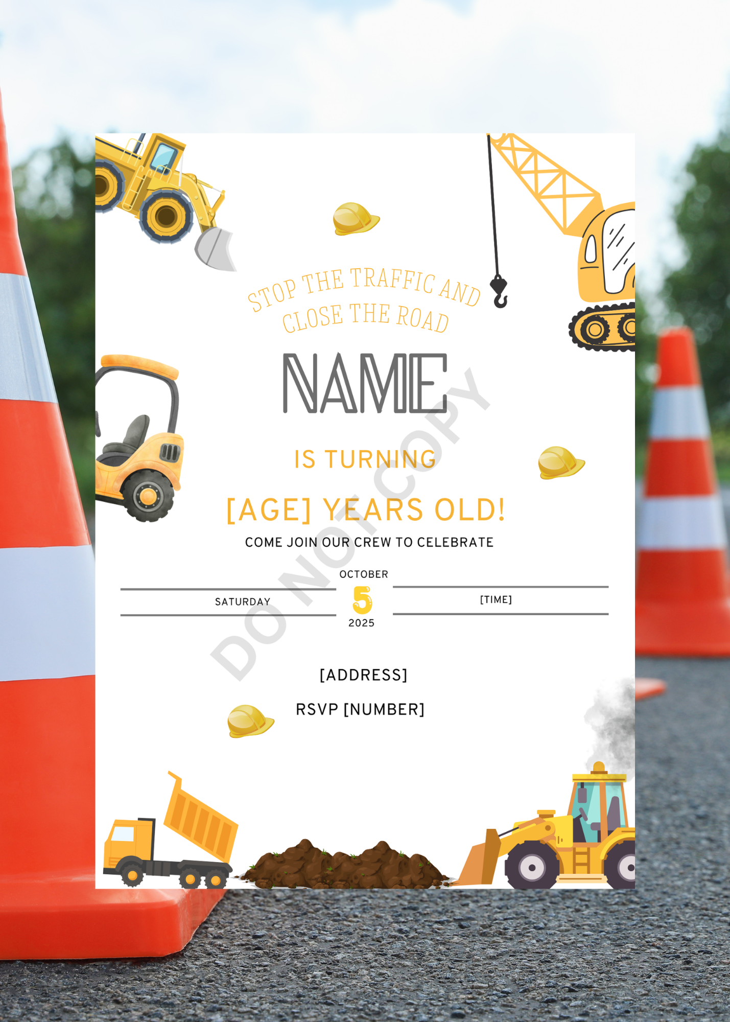 Stop The Traffic - Birthday Invitation