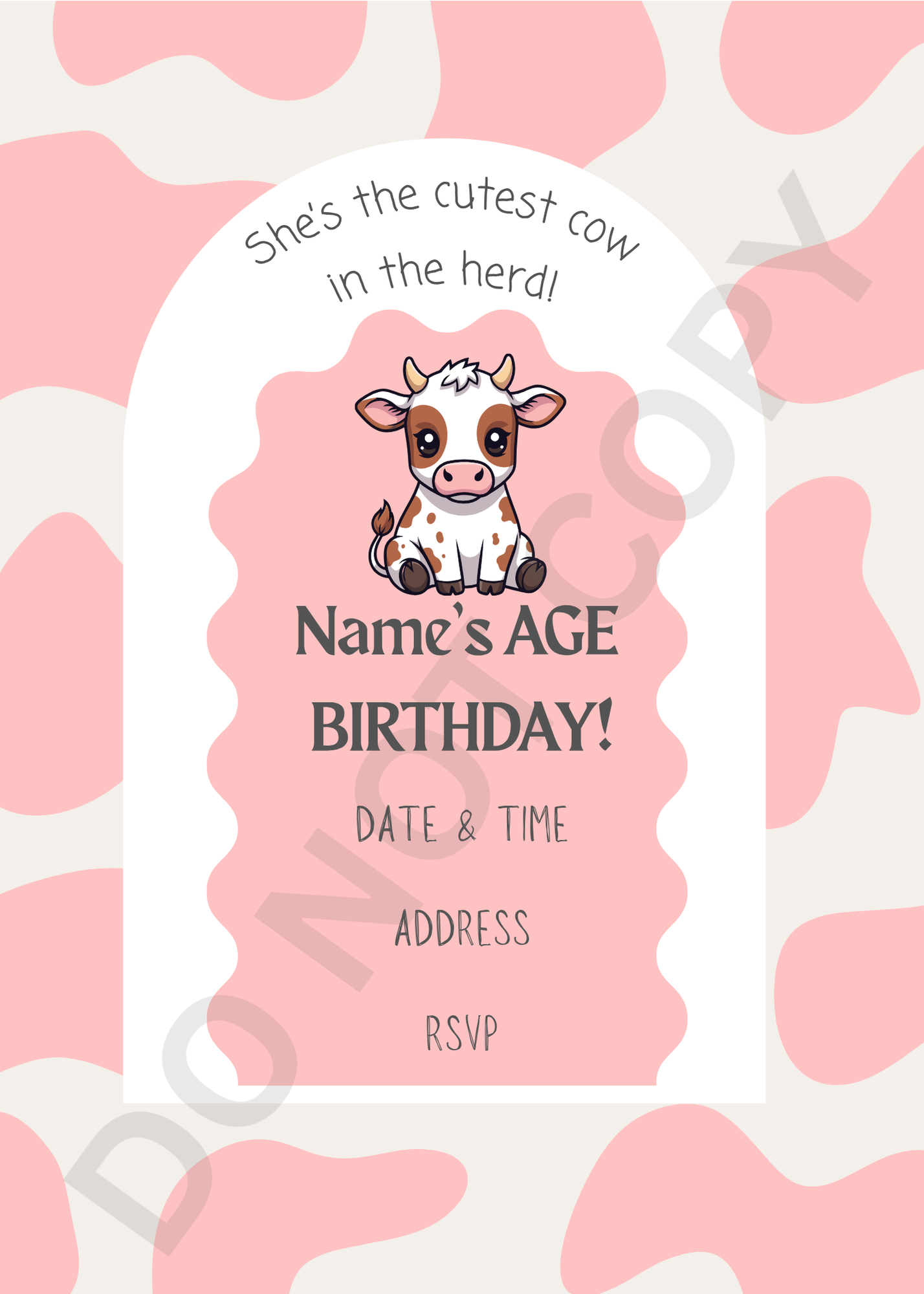🐮 She’s the Cutest Cow in the Herd Birthday Invitation 🎀
