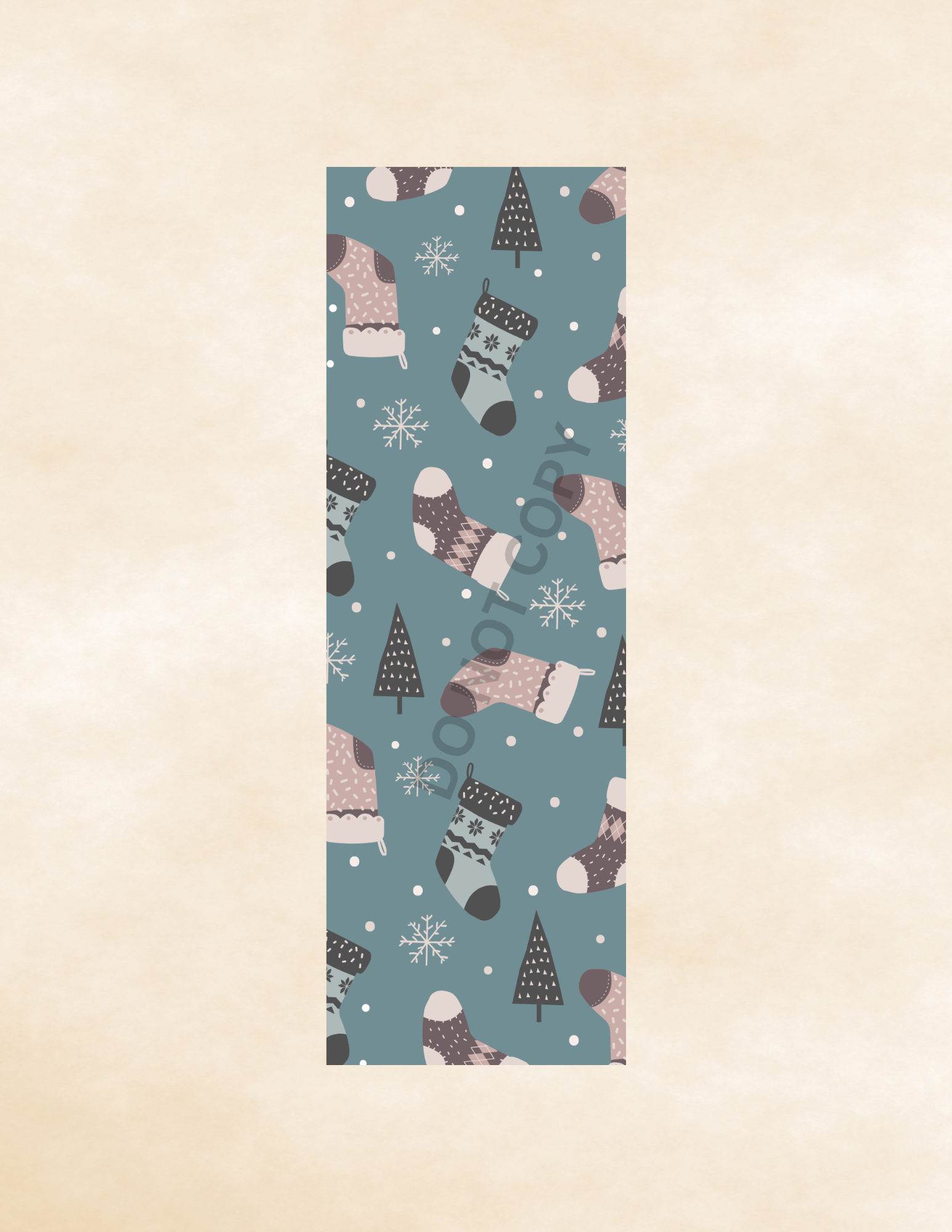 Blue Christmas Stockings Bookmark – Laminated with Tassel