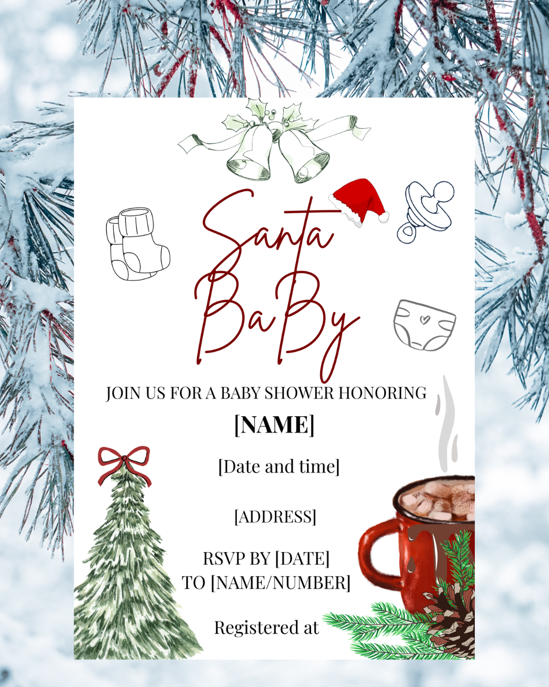 Christmas baby shower invitation