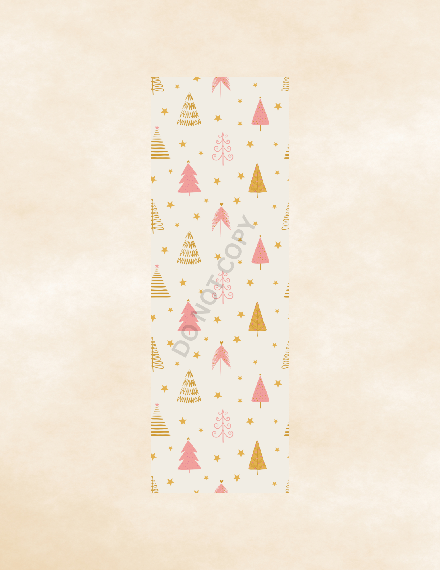 Pink & Gold Christmas Trees Bookmark – Laminated with Tassel