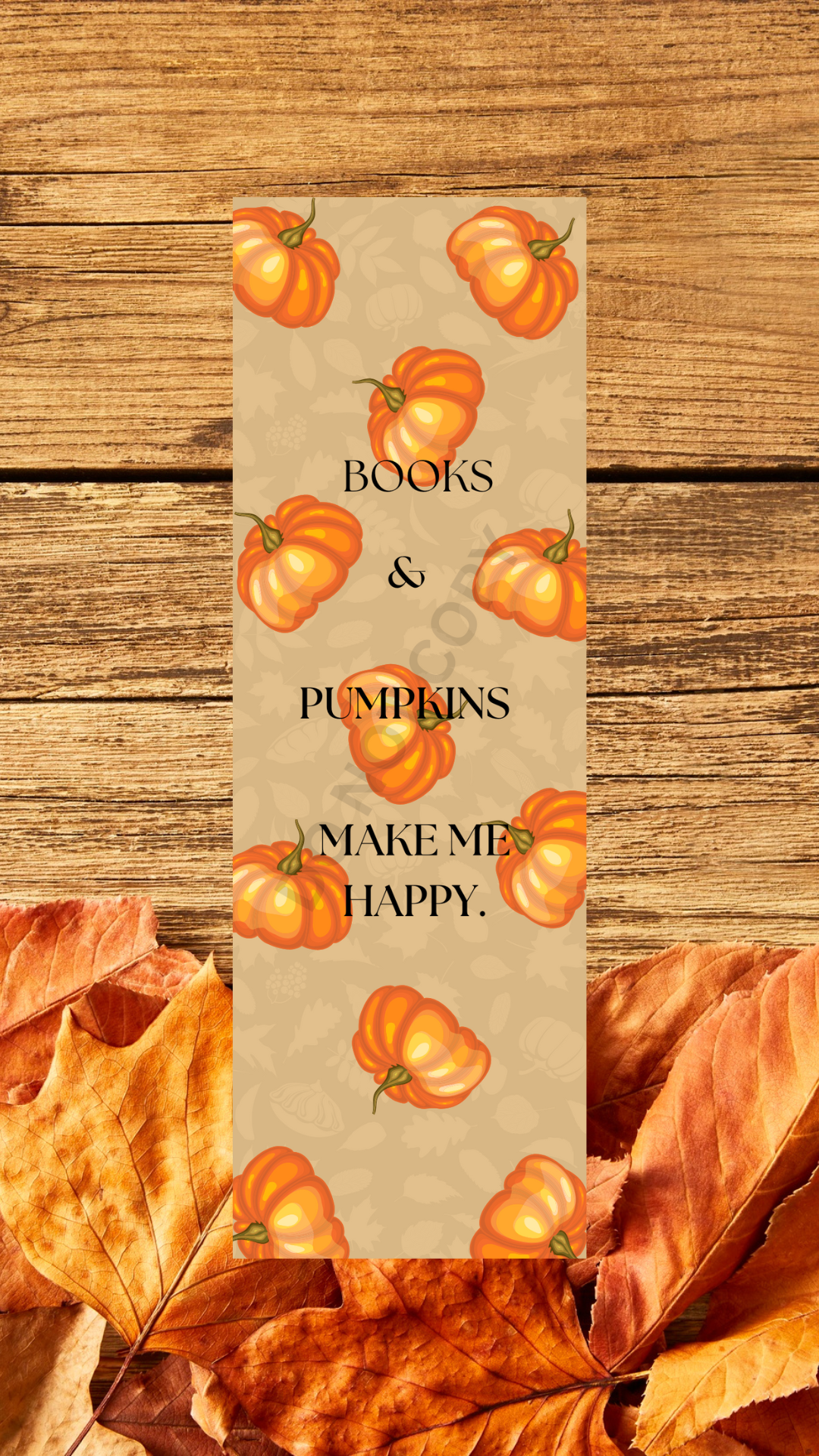 Fall Pumpkin Bookmark