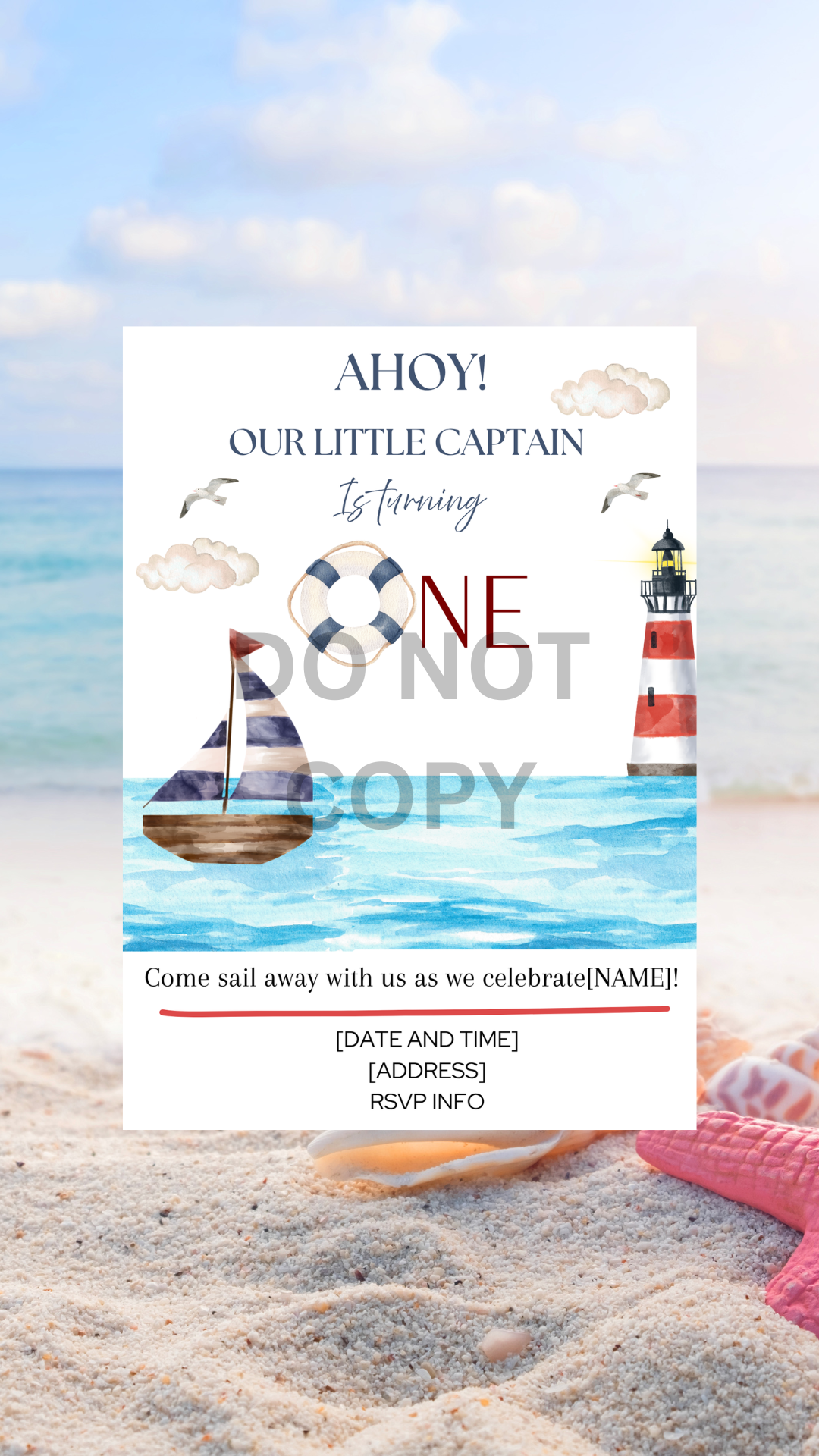 Little Captain Turns One – Birthday Invitation